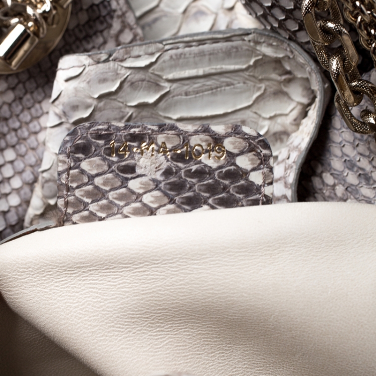 Pre Owned Dior Beige/Gold Python Leather Le Trente Hobo