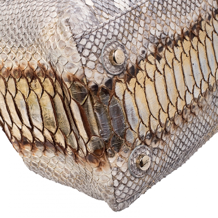Pre Owned Dior Beige/Gold Python Leather Le Trente Hobo