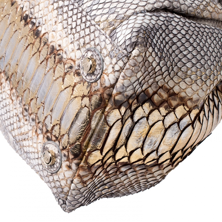 Pre Owned Dior Beige/Gold Python Leather Le Trente Hobo