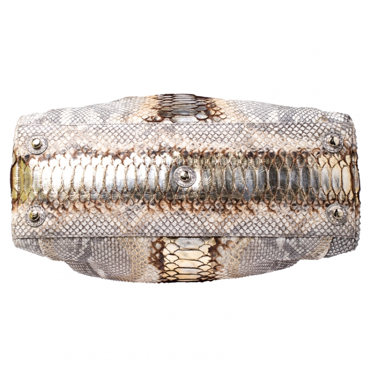 Pre Owned Dior Beige/Gold Python Leather Le Trente Hobo