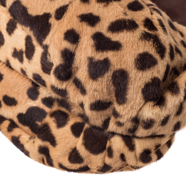 Pre Owned Dior Brown Leopard Print Calf Hair Hobo