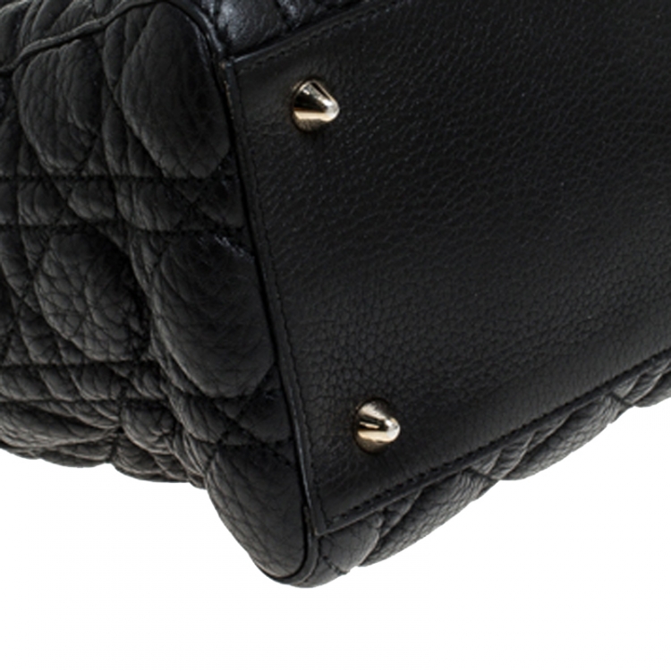 Pre Owned Dior Black Soft Leather Medium Lady Dior Tote