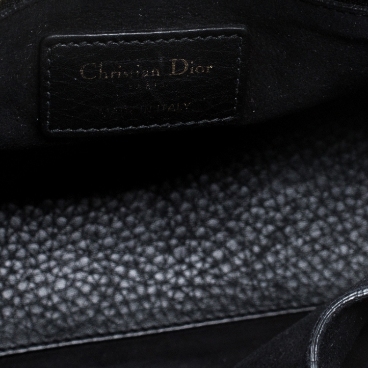 Pre Owned Dior Black Soft Leather Medium Lady Dior Tote