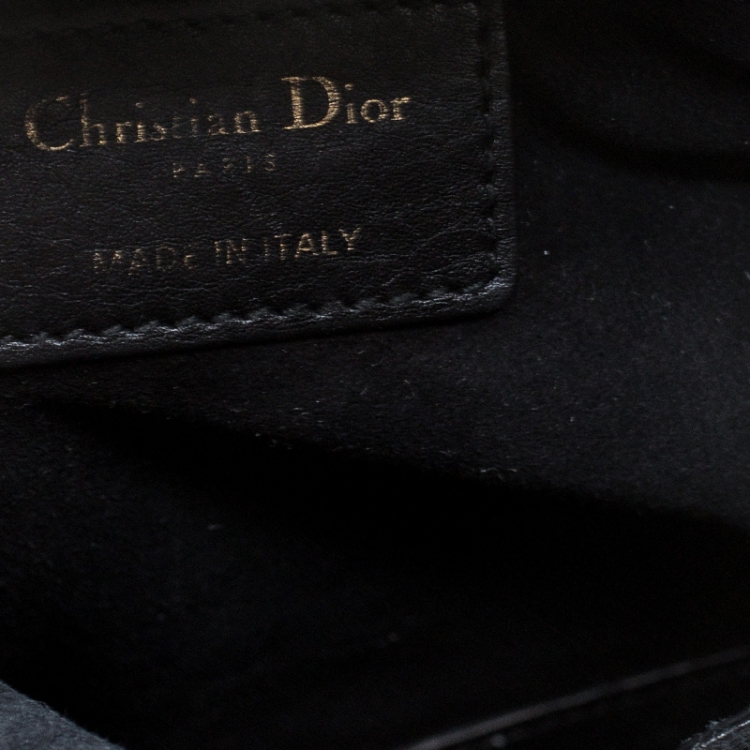Pre Owned Dior Black Soft Leather Medium Lady Dior Tote