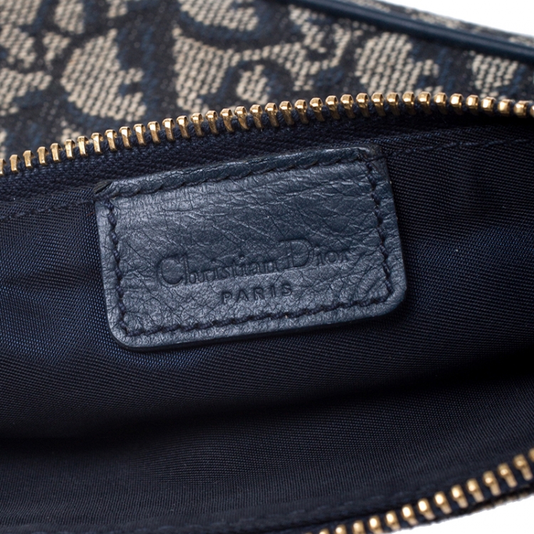 Pre Owned Dior Blue Monogram Denim Saddle Bag