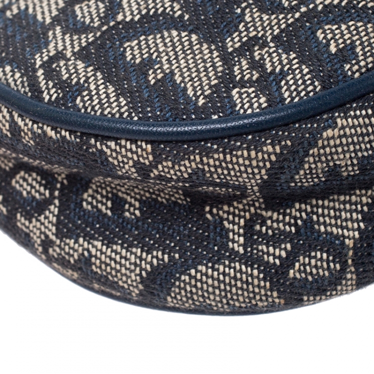 Pre Owned Dior Blue Monogram Denim Saddle Bag