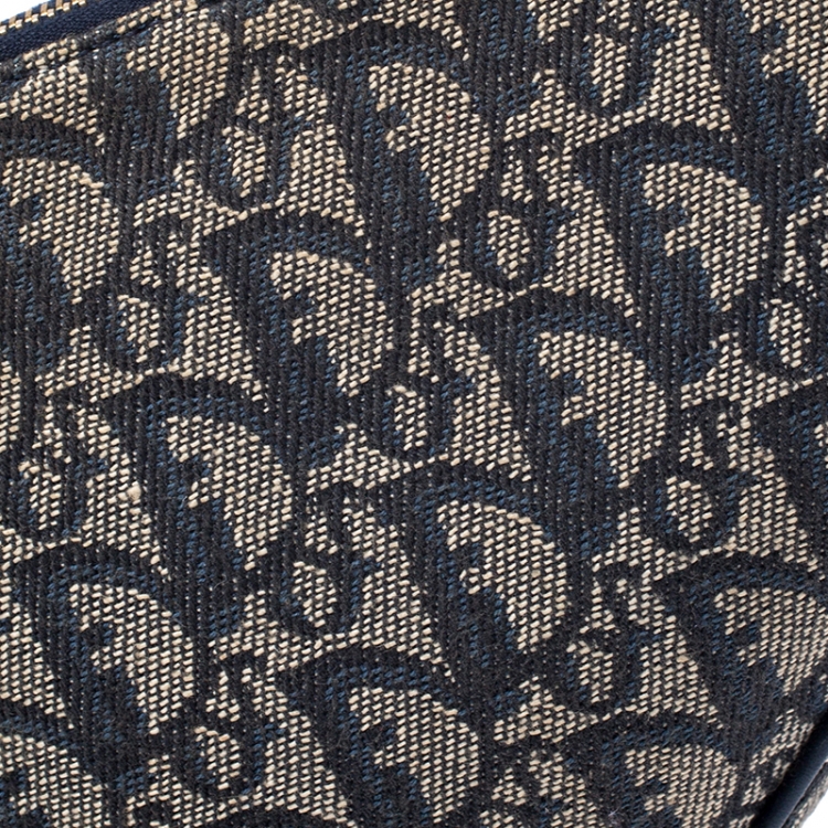 Pre Owned Dior Blue Monogram Denim Saddle Bag