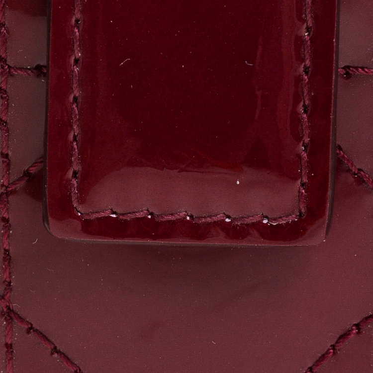Pre Owned  Dior Red Quilted Patent Leather Lady Dior Gusset Card Case 