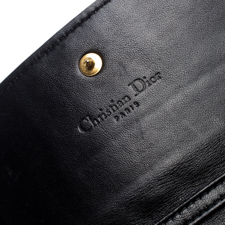 Pre Owned Dior Black Quilted Cannage Leather Lady Dior Wallet on Chain