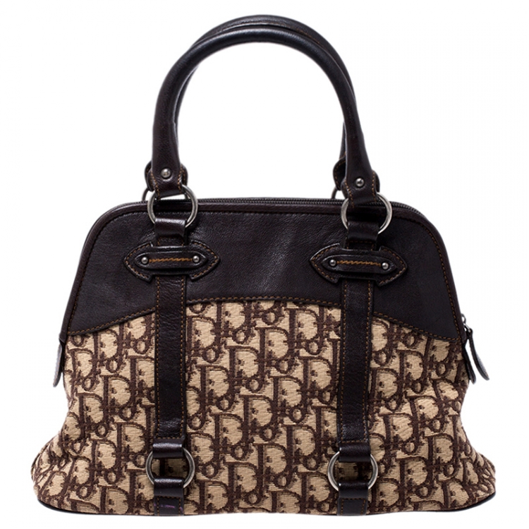 Pre Owned Dior Beige/Brown Diorissimo Canvas and Leather Satchel
