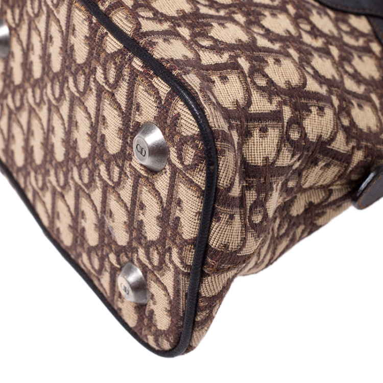 Pre Owned Dior Beige/Brown Diorissimo Canvas and Leather Satchel