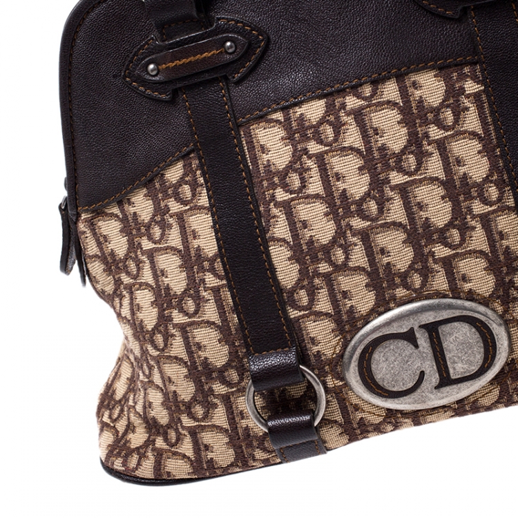 Pre Owned Dior Beige/Brown Diorissimo Canvas and Leather Satchel