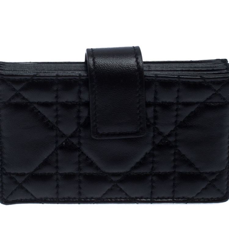 Pre Owned Dior Black Cannage Leather Gusset Card Holder
