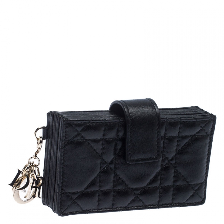 Pre Owned Dior Black Cannage Leather Gusset Card Holder