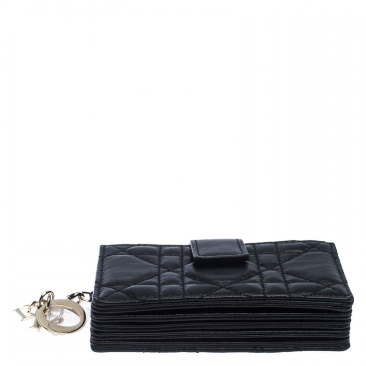 Pre Owned Dior Black Cannage Leather Gusset Card Holder