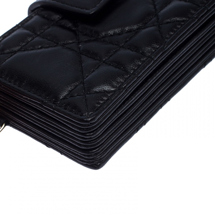Pre Owned Dior Black Cannage Leather Gusset Card Holder