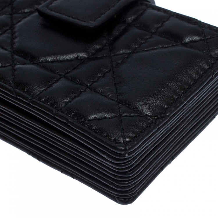 Pre Owned Dior Black Cannage Leather Gusset Card Holder