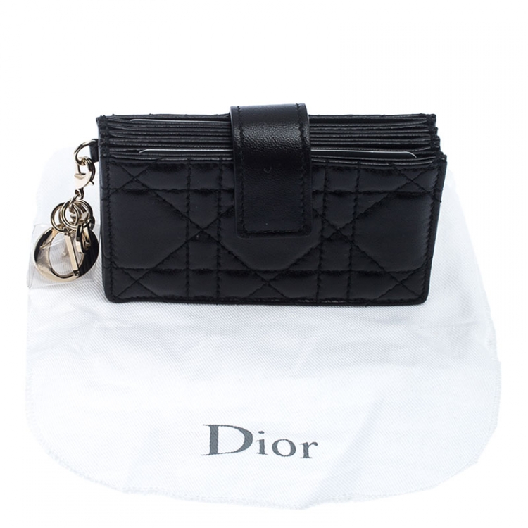 Pre Owned Dior Black Cannage Leather Gusset Card Holder