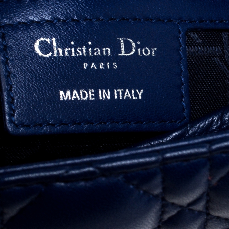 Pre Owned Dior Blue Cannage Leather Large Lady Dior Tote