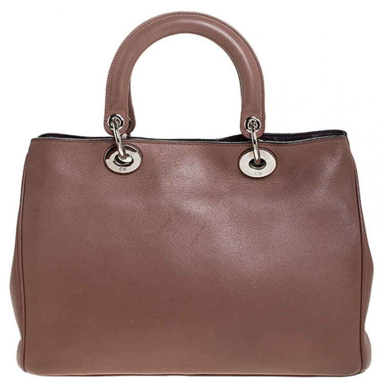 Pre Owned Dior Old Rose Leather Medium Diorissimo Shopper Tote