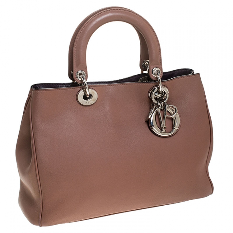 Pre Owned Dior Old Rose Leather Medium Diorissimo Shopper Tote