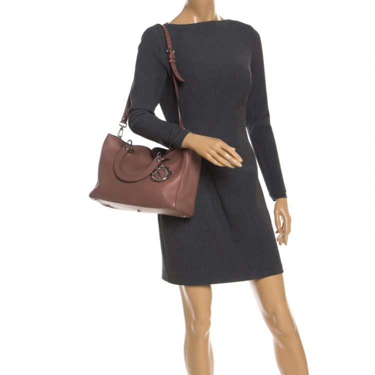 Pre Owned Dior Old Rose Leather Medium Diorissimo Shopper Tote