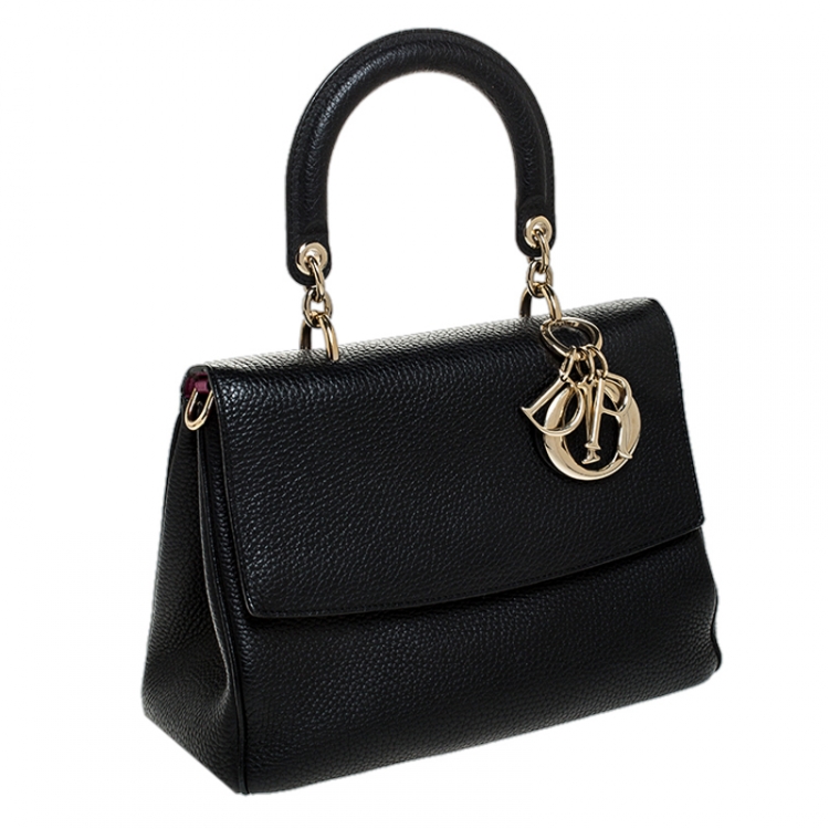 Pre Owned Dior Black Leather Small Be Dior Flap Top Handle Bag