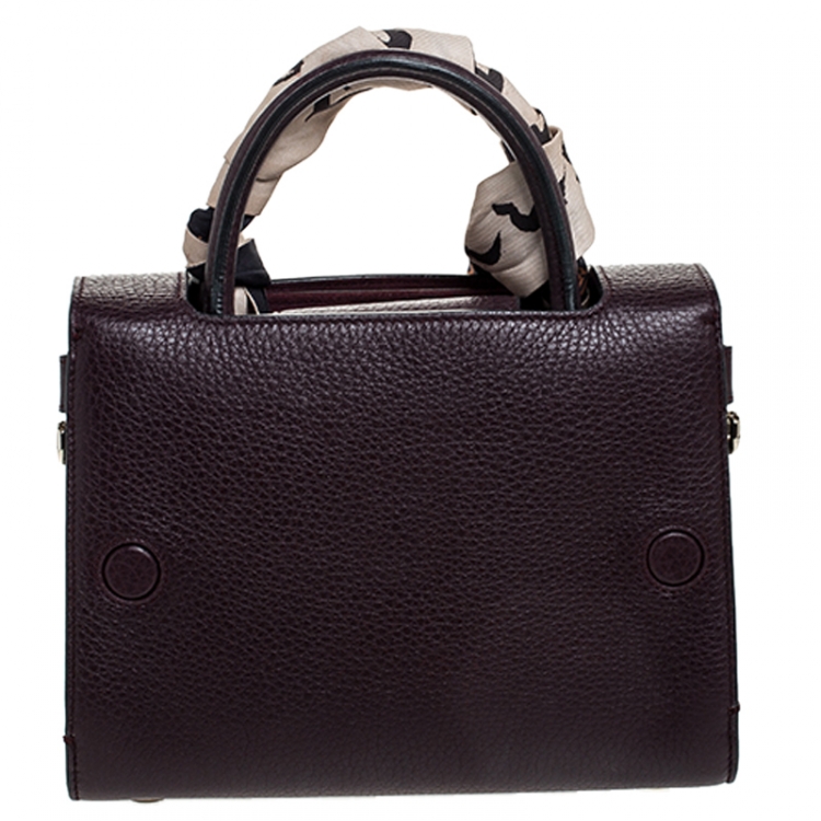 Pre Owned Dior Burgundy Pebbled Leather Mini Diorever Tote