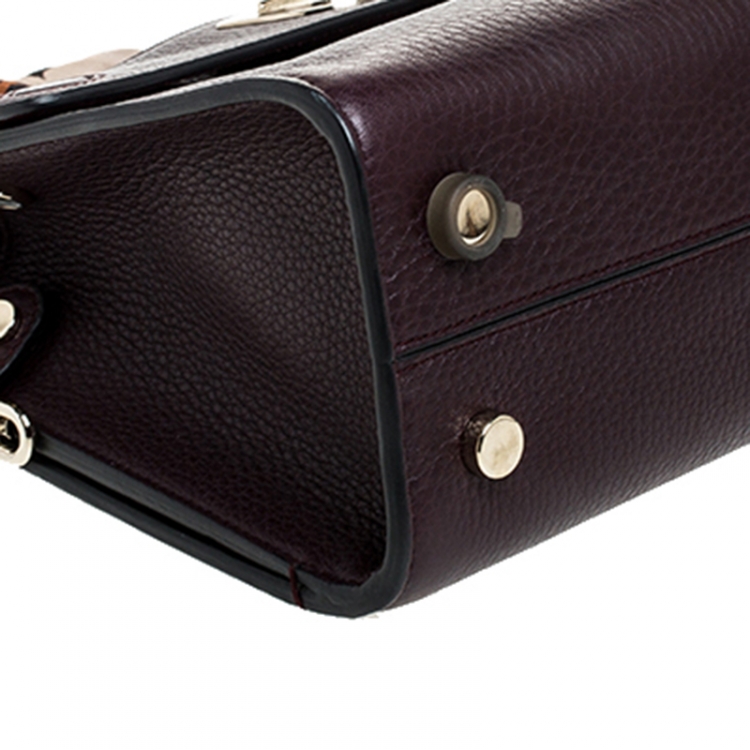 Pre Owned Dior Burgundy Pebbled Leather Mini Diorever Tote