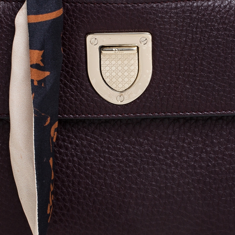 Pre Owned Dior Burgundy Pebbled Leather Mini Diorever Tote