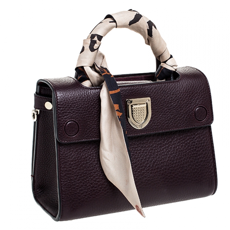 Pre Owned Dior Burgundy Pebbled Leather Mini Diorever Tote