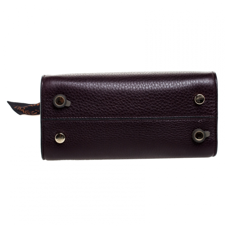 Pre Owned Dior Burgundy Pebbled Leather Mini Diorever Tote