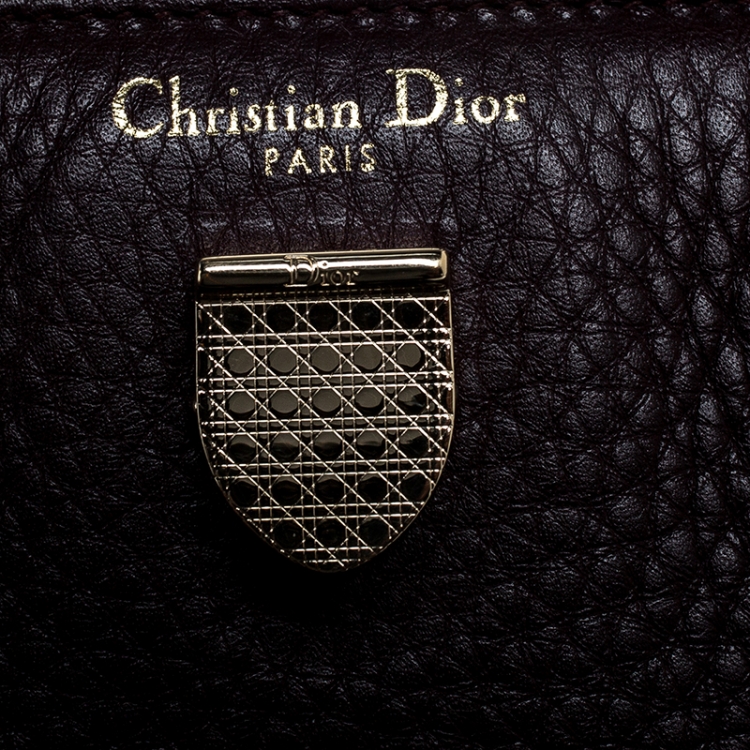 Pre Owned Dior Burgundy Pebbled Leather Mini Diorever Tote