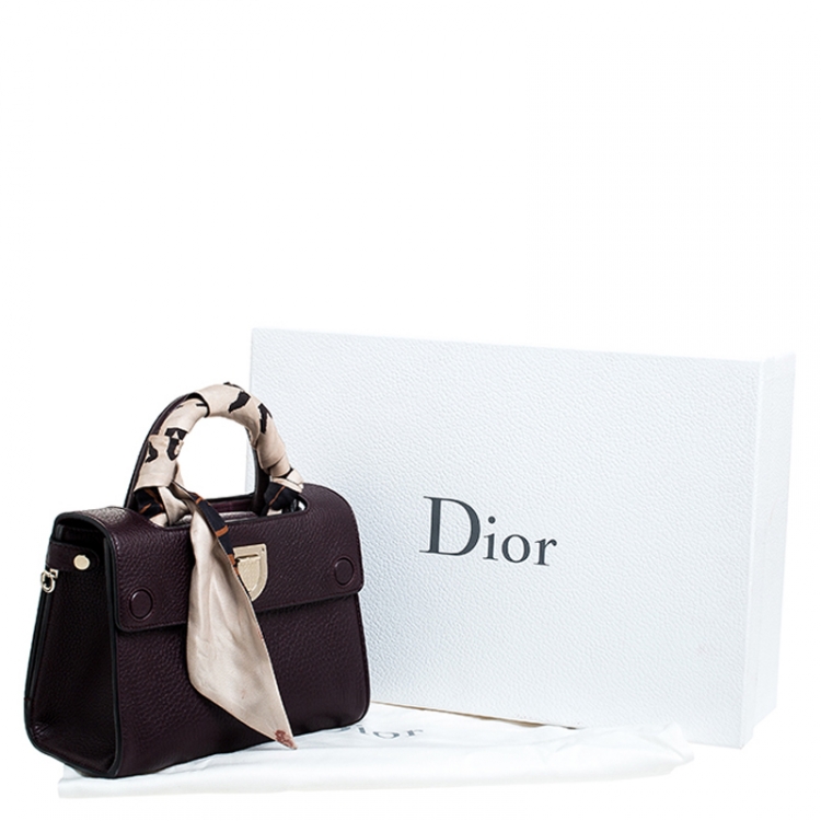 Pre Owned Dior Burgundy Pebbled Leather Mini Diorever Tote
