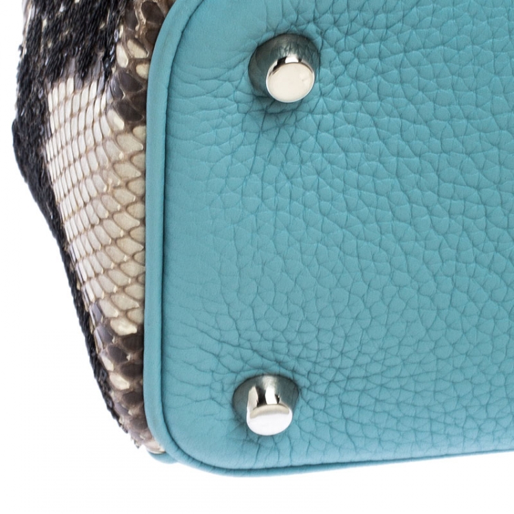 Pre Owned Dior Baby Blue Leather/Python and Sequins Medium Diorissimo Shopper Tote   