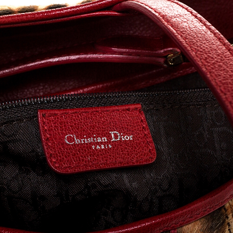 Pre Owned Dior Brown Leopard Pony Hair Saddle Bag