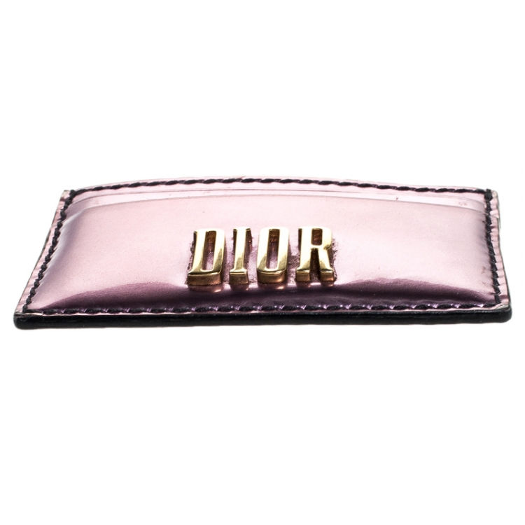 Pre Owned Dior Pink Leather Patent D-Fence Card Holder