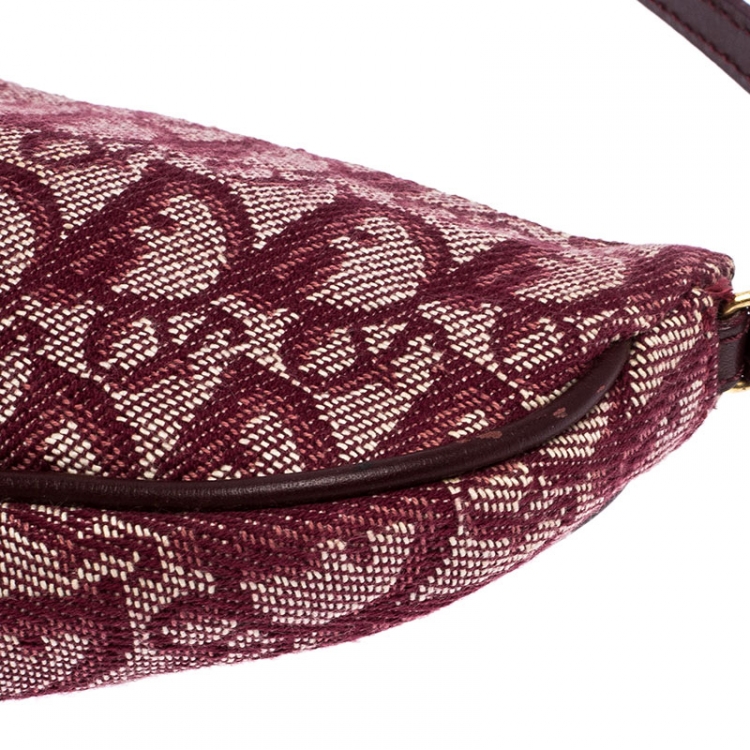 Pre Owned Dior Burgundy Diorissimo Canvas and Leather Saddle Bag