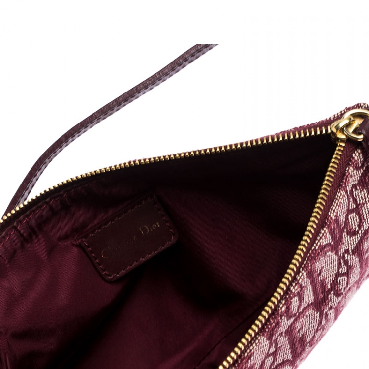 Pre Owned Dior Burgundy Diorissimo Canvas and Leather Saddle Bag