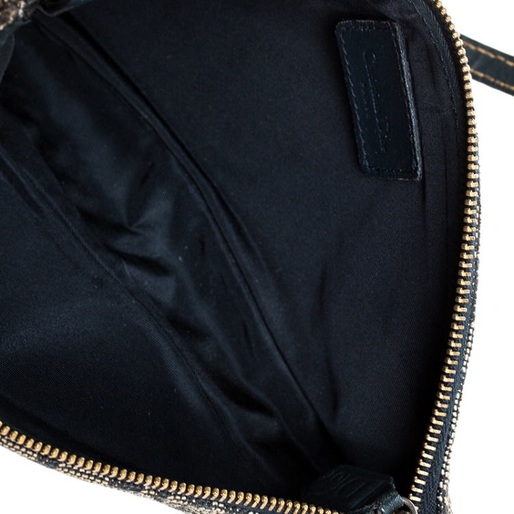 Pre Owned Dior Blue Diorissimo Canvas and Leather Saddle Bag
