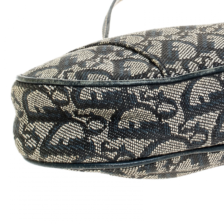 Pre Owned Dior Blue Diorissimo Canvas and Leather Saddle Bag