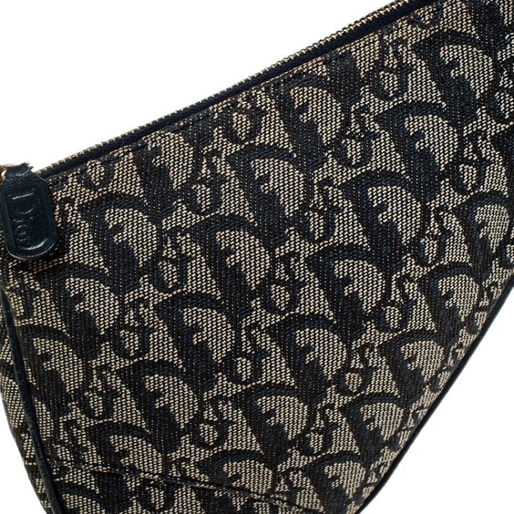 Pre Owned Dior Blue Diorissimo Canvas and Leather Saddle Bag