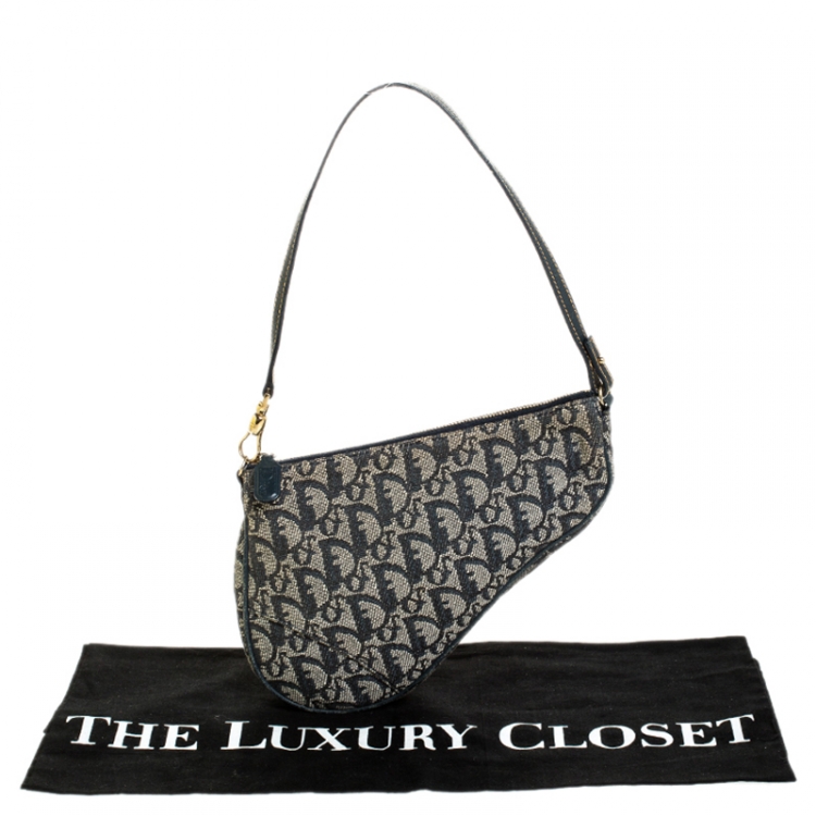 Pre Owned Dior Blue Diorissimo Canvas and Leather Saddle Bag