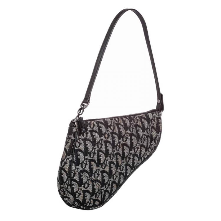 Pre Owned Dior Oblique Canvas Mini Saddle Bag