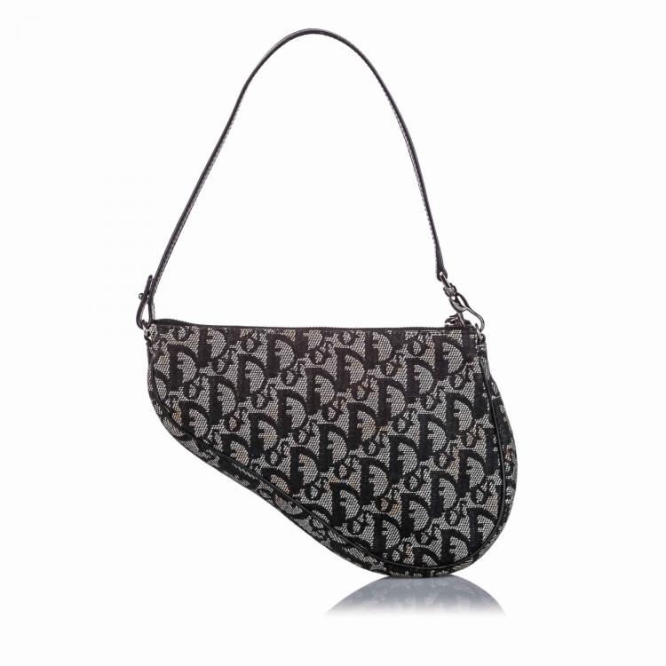 Pre Owned Dior Oblique Canvas Mini Saddle Bag