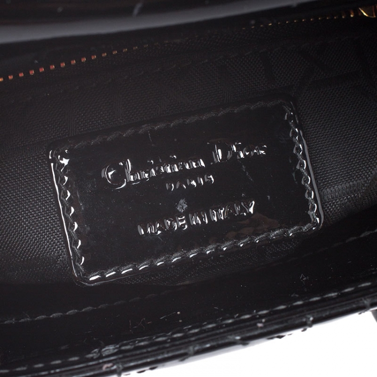 Pre Owned Dior Black Patent Leather Mini Lady Dior Tote