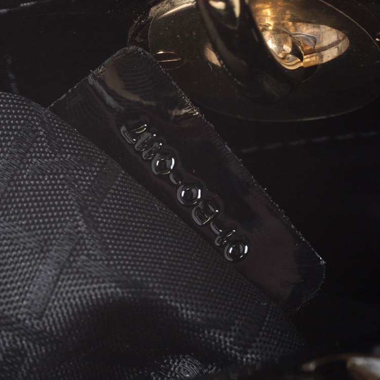 Pre Owned Dior Black Patent Leather Mini Lady Dior Tote
