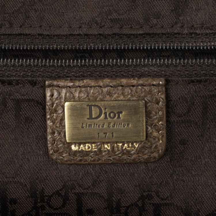 Pre Owned Christian Dior Python Grey Leather Boston Bag