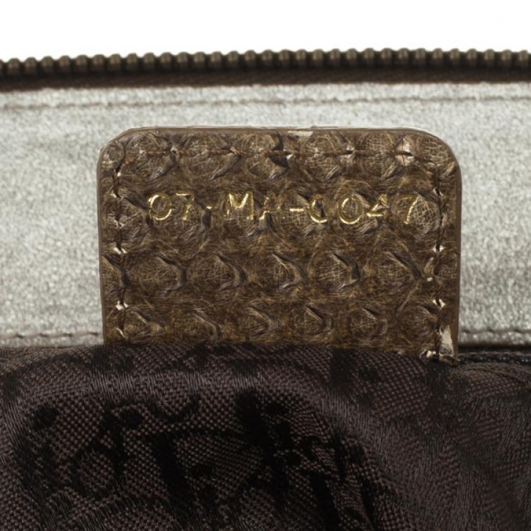 Pre Owned Christian Dior Python Grey Leather Boston Bag