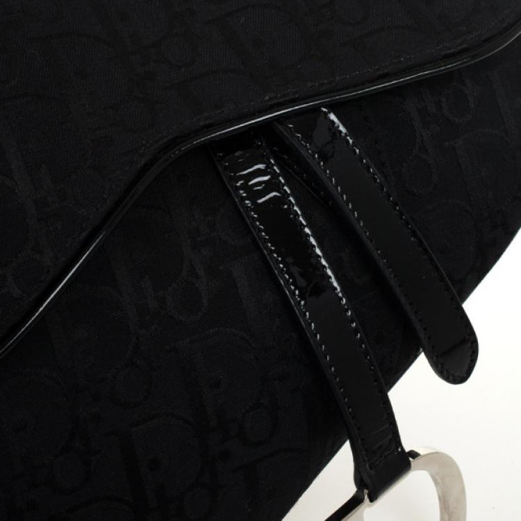 Pre Owned Christian Dior Black Monogram Canvas Saddle Bag 